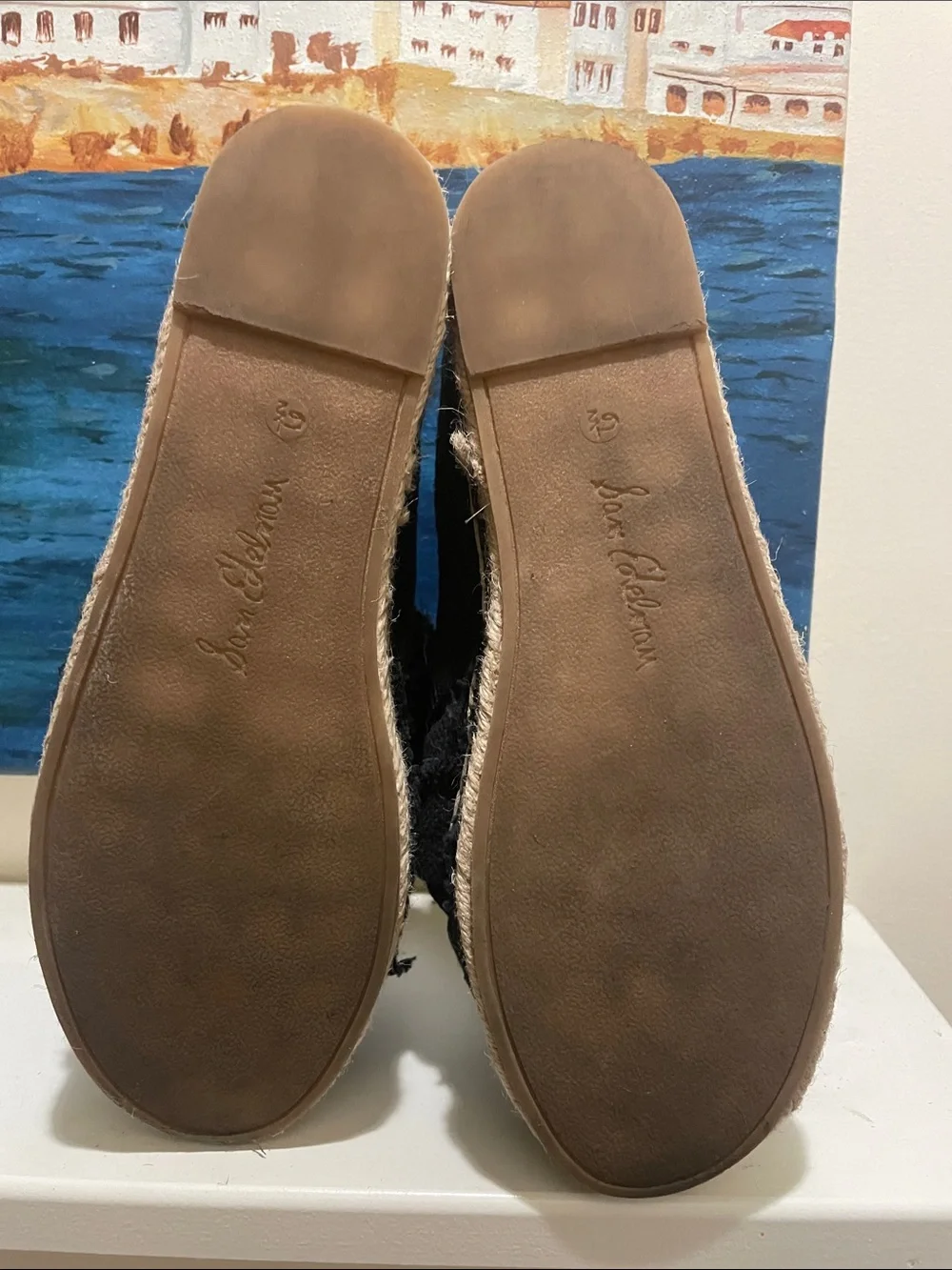 Sam Edelman Black Frayed Knot Slip-On Espadrilles